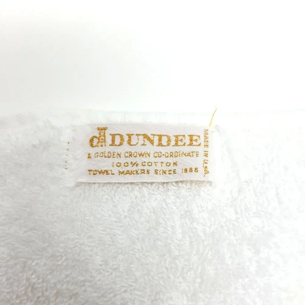 Vintage Dundee Towel Set White Gold Roses Embroidered Made In USA Hair Hand